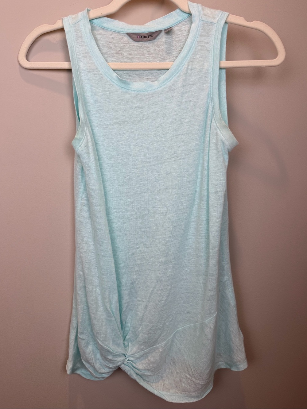 Athleta 100% Linen Twist Front Tank Top XXS Light Blue